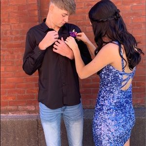 sherri hill periwinkle homecoming dress worn once